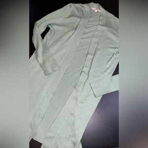 LOFT Sage Open Front Knit Cardigan Sweater Size Large EUC